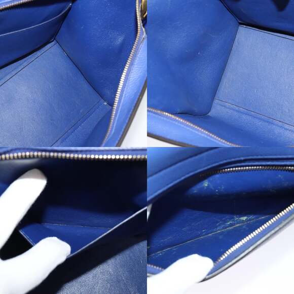 CELINE Trapeze Hand Bag Suede Leather Blue Gold - Picture 12 of 13